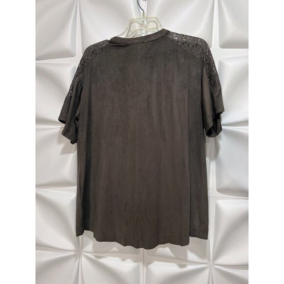 Umgee Sz M Faux Suede Leather Suede Fringed Top Blouse Indian Aztec Boho - Picture 4 of 7